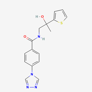 molecular formula C16H16N4O2S B6640261 N-(2-hydroxy-2-thiophen-2-ylpropyl)-4-(1,2,4-triazol-4-yl)benzamide 