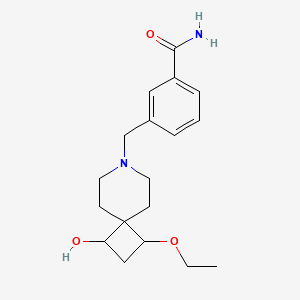 molecular formula C18H26N2O3 B6640300 3-[(3-Ethoxy-1-hydroxy-7-azaspiro[3.5]nonan-7-yl)methyl]benzamide 