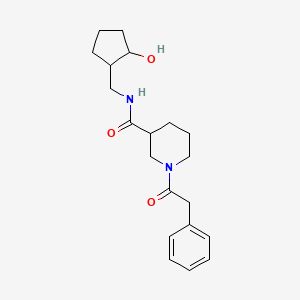molecular formula C20H28N2O3 B6640333 N-[(2-hydroxycyclopentyl)methyl]-1-(2-phenylacetyl)piperidine-3-carboxamide 