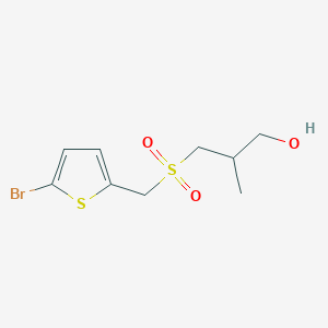 molecular formula C9H13BrO3S2 B6640353 3-[(5-Bromothiophen-2-yl)methylsulfonyl]-2-methylpropan-1-ol 
