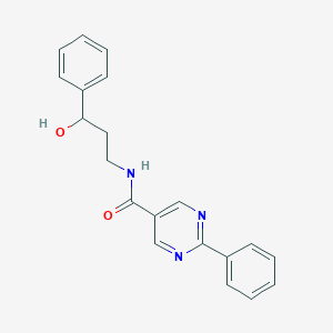 molecular formula C20H19N3O2 B6640367 N-(3-hydroxy-3-phenylpropyl)-2-phenylpyrimidine-5-carboxamide 