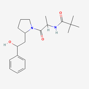molecular formula C20H30N2O3 B6640369 N-[1-[2-(2-hydroxy-2-phenylethyl)pyrrolidin-1-yl]-1-oxopropan-2-yl]-2,2-dimethylpropanamide 