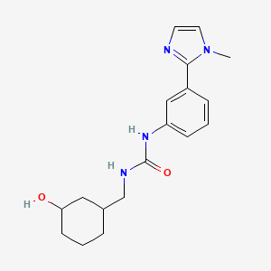 molecular formula C18H24N4O2 B6640375 1-[(3-Hydroxycyclohexyl)methyl]-3-[3-(1-methylimidazol-2-yl)phenyl]urea 