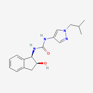 molecular formula C17H22N4O2 B6640381 1-[(1R,2S)-2-hydroxy-2,3-dihydro-1H-inden-1-yl]-3-[1-(2-methylpropyl)pyrazol-4-yl]urea 