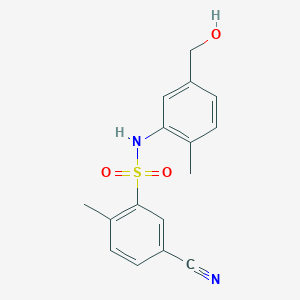 molecular formula C16H16N2O3S B6640382 5-cyano-N-[5-(hydroxymethyl)-2-methylphenyl]-2-methylbenzenesulfonamide 