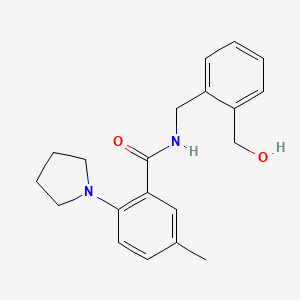molecular formula C20H24N2O2 B6640384 N-[[2-(hydroxymethyl)phenyl]methyl]-5-methyl-2-pyrrolidin-1-ylbenzamide 