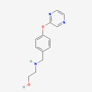 molecular formula C13H15N3O2 B6640396 2-[(4-Pyrazin-2-yloxyphenyl)methylamino]ethanol 