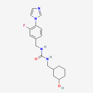 molecular formula C18H23FN4O2 B6640440 1-[(3-Fluoro-4-imidazol-1-ylphenyl)methyl]-3-[(3-hydroxycyclohexyl)methyl]urea 