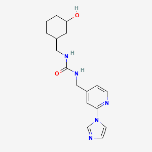 molecular formula C17H23N5O2 B6640454 1-[(3-Hydroxycyclohexyl)methyl]-3-[(2-imidazol-1-ylpyridin-4-yl)methyl]urea 
