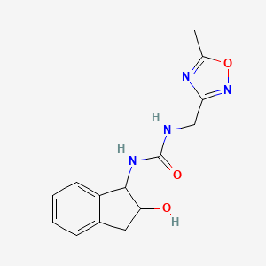 molecular formula C14H16N4O3 B6640467 1-(2-hydroxy-2,3-dihydro-1H-inden-1-yl)-3-[(5-methyl-1,2,4-oxadiazol-3-yl)methyl]urea 
