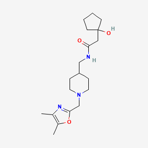 molecular formula C19H31N3O3 B6640477 N-[[1-[(4,5-dimethyl-1,3-oxazol-2-yl)methyl]piperidin-4-yl]methyl]-2-(1-hydroxycyclopentyl)acetamide 