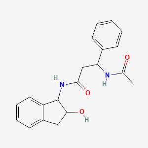 molecular formula C20H22N2O3 B6640592 3-acetamido-N-(2-hydroxy-2,3-dihydro-1H-inden-1-yl)-3-phenylpropanamide 