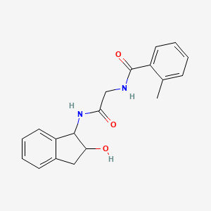 molecular formula C19H20N2O3 B6640595 N-[2-[(2-hydroxy-2,3-dihydro-1H-inden-1-yl)amino]-2-oxoethyl]-2-methylbenzamide 