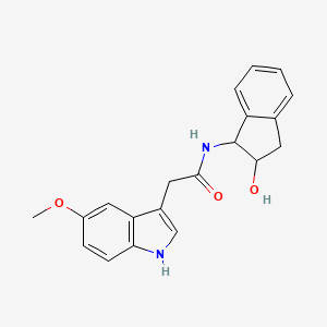 molecular formula C20H20N2O3 B6640603 N-(2-hydroxy-2,3-dihydro-1H-inden-1-yl)-2-(5-methoxy-1H-indol-3-yl)acetamide 