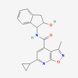 molecular formula C20H19N3O3 B6640618 6-cyclopropyl-N-(2-hydroxy-2,3-dihydro-1H-inden-1-yl)-3-methyl-[1,2]oxazolo[5,4-b]pyridine-4-carboxamide 