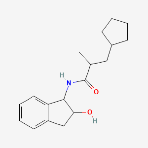 molecular formula C18H25NO2 B6640623 3-cyclopentyl-N-(2-hydroxy-2,3-dihydro-1H-inden-1-yl)-2-methylpropanamide 