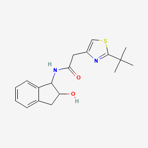 molecular formula C18H22N2O2S B6640641 2-(2-tert-butyl-1,3-thiazol-4-yl)-N-(2-hydroxy-2,3-dihydro-1H-inden-1-yl)acetamide 