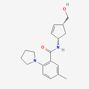 molecular formula C18H24N2O2 B6640643 N-[(1S,4R)-4-(hydroxymethyl)cyclopent-2-en-1-yl]-5-methyl-2-pyrrolidin-1-ylbenzamide 