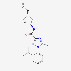N-[(1S,4R)-4-(hydroxymethyl)cyclopent-2-en-1-yl]-5-methyl-1-(2-propan-2-ylphenyl)-1,2,4-triazole-3-carboxamide