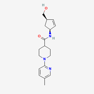 molecular formula C18H25N3O2 B6640684 N-[(1S,4R)-4-(hydroxymethyl)cyclopent-2-en-1-yl]-1-(5-methylpyridin-2-yl)piperidine-4-carboxamide 