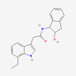 molecular formula C21H22N2O2 B6640690 2-(7-ethyl-1H-indol-3-yl)-N-(2-hydroxy-2,3-dihydro-1H-inden-1-yl)acetamide 