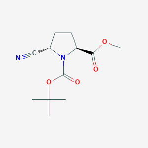 molecular formula C12H18N2O4 B6640718 1-(tert-Butoxycarbonyl)-5beta-cyano-L-proline methyl ester 
