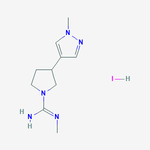 molecular formula C10H18IN5 B6640724 N'-methyl-3-(1-methylpyrazol-4-yl)pyrrolidine-1-carboximidamide;hydroiodide 