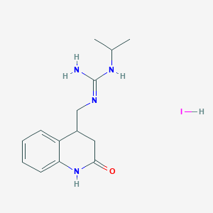 molecular formula C14H21IN4O B6640730 2-[(2-oxo-3,4-dihydro-1H-quinolin-4-yl)methyl]-1-propan-2-ylguanidine;hydroiodide 