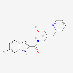 molecular formula C18H18ClN3O2 B6640736 6-chloro-N-[2-(hydroxymethyl)-3-pyridin-2-ylpropyl]-1H-indole-2-carboxamide 