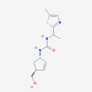 molecular formula C13H19N3O2S B6640764 1-[(1S,4R)-4-(hydroxymethyl)cyclopent-2-en-1-yl]-3-[1-(5-methyl-1,3-thiazol-2-yl)ethyl]urea 