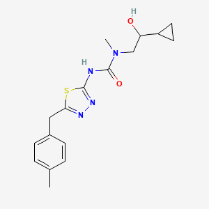 molecular formula C17H22N4O2S B6640777 1-(2-Cyclopropyl-2-hydroxyethyl)-1-methyl-3-[5-[(4-methylphenyl)methyl]-1,3,4-thiadiazol-2-yl]urea 
