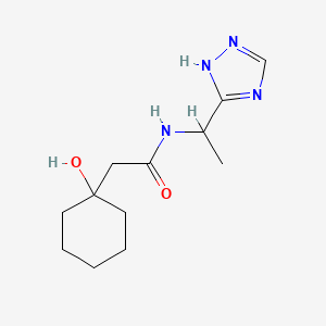 molecular formula C12H20N4O2 B6640799 2-(1-hydroxycyclohexyl)-N-[1-(1H-1,2,4-triazol-5-yl)ethyl]acetamide 