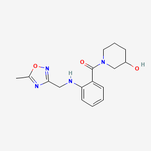 molecular formula C16H20N4O3 B6640853 (3-Hydroxypiperidin-1-yl)-[2-[(5-methyl-1,2,4-oxadiazol-3-yl)methylamino]phenyl]methanone 