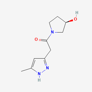 molecular formula C10H15N3O2 B6640880 1-[(3R)-3-hydroxypyrrolidin-1-yl]-2-(5-methyl-1H-pyrazol-3-yl)ethanone 