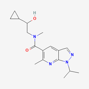 molecular formula C17H24N4O2 B6640886 N-(2-cyclopropyl-2-hydroxyethyl)-N,6-dimethyl-1-propan-2-ylpyrazolo[3,4-b]pyridine-5-carboxamide 