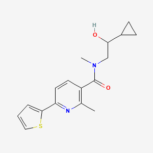 molecular formula C17H20N2O2S B6640891 N-(2-cyclopropyl-2-hydroxyethyl)-N,2-dimethyl-6-thiophen-2-ylpyridine-3-carboxamide 