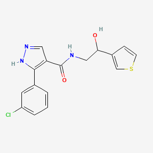 molecular formula C16H14ClN3O2S B6640894 5-(3-chlorophenyl)-N-(2-hydroxy-2-thiophen-3-ylethyl)-1H-pyrazole-4-carboxamide 