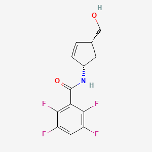 2,3,5,6-tetrafluoro-N-[(1S,4R)-4-(hydroxymethyl)cyclopent-2-en-1-yl]benzamide