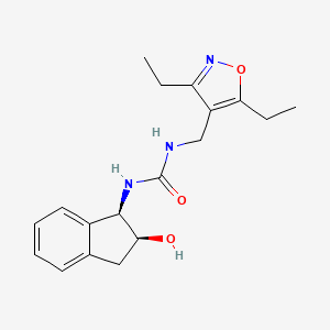 molecular formula C18H23N3O3 B6640902 1-[(3,5-diethyl-1,2-oxazol-4-yl)methyl]-3-[(1R,2S)-2-hydroxy-2,3-dihydro-1H-inden-1-yl]urea 