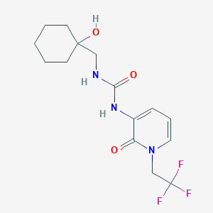 molecular formula C15H20F3N3O3 B6640924 1-[(1-Hydroxycyclohexyl)methyl]-3-[2-oxo-1-(2,2,2-trifluoroethyl)pyridin-3-yl]urea 