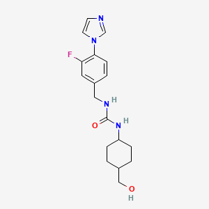 molecular formula C18H23FN4O2 B6640930 1-[(3-Fluoro-4-imidazol-1-ylphenyl)methyl]-3-[4-(hydroxymethyl)cyclohexyl]urea 