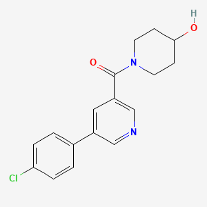 [5-(4-Chlorophenyl)pyridin-3-yl]-(4-hydroxypiperidin-1-yl)methanone