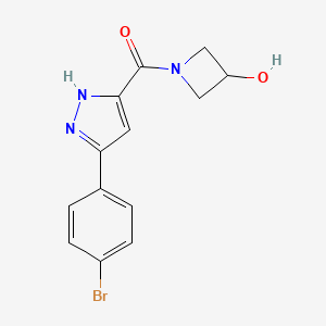 molecular formula C13H12BrN3O2 B6640957 [3-(4-bromophenyl)-1H-pyrazol-5-yl]-(3-hydroxyazetidin-1-yl)methanone 