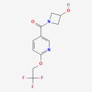 molecular formula C11H11F3N2O3 B6640977 (3-Hydroxyazetidin-1-yl)-[6-(2,2,2-trifluoroethoxy)pyridin-3-yl]methanone 