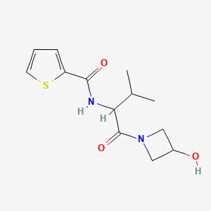 molecular formula C13H18N2O3S B6640989 N-[1-(3-hydroxyazetidin-1-yl)-3-methyl-1-oxobutan-2-yl]thiophene-2-carboxamide 
