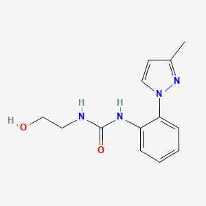molecular formula C13H16N4O2 B6641009 1-(2-Hydroxyethyl)-3-[2-(3-methylpyrazol-1-yl)phenyl]urea 