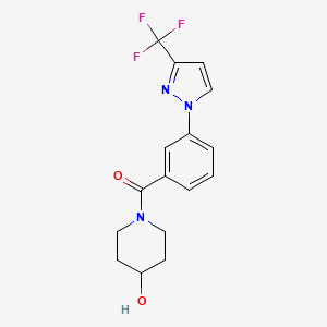 molecular formula C16H16F3N3O2 B6641023 (4-Hydroxypiperidin-1-yl)-[3-[3-(trifluoromethyl)pyrazol-1-yl]phenyl]methanone 
