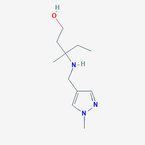 molecular formula C11H21N3O B6641067 3-Methyl-3-[(1-methylpyrazol-4-yl)methylamino]pentan-1-ol 