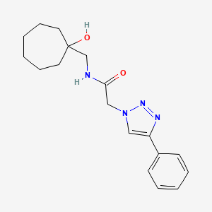 molecular formula C18H24N4O2 B6641083 N-[(1-hydroxycycloheptyl)methyl]-2-(4-phenyltriazol-1-yl)acetamide 