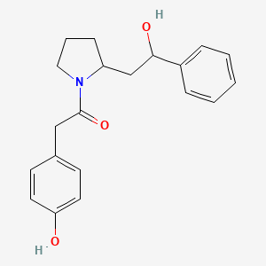 molecular formula C20H23NO3 B6641088 2-(4-Hydroxyphenyl)-1-[2-(2-hydroxy-2-phenylethyl)pyrrolidin-1-yl]ethanone 